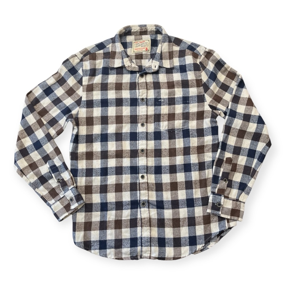Jachs Blue and Brown Checkered Men's Shirt
